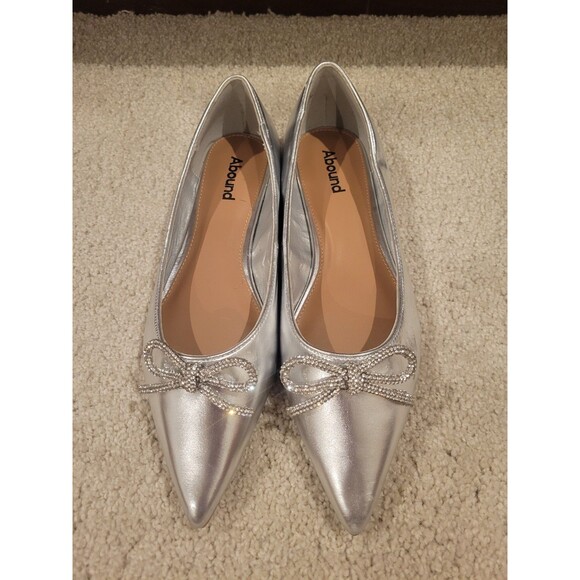 New Abound Gorgi Bow Flats Slip On Shoes Women's Silver Crystal Bow Size US 8 - Picture 2 of 10